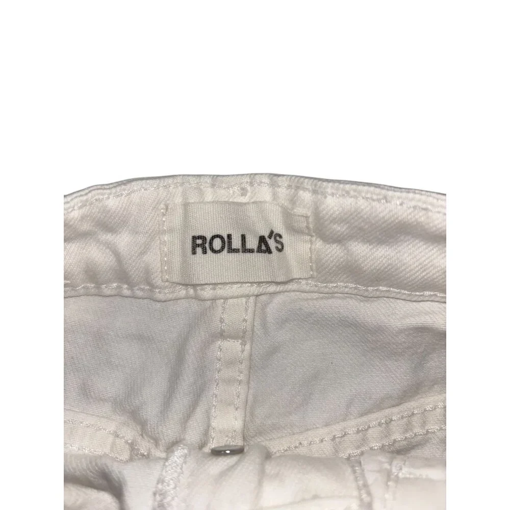 Rolla's White Buttonfly Size 24 Classic Straight Denim Jeans High Rise - Picture 5 of 8